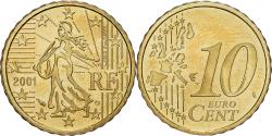 World Coins - France, 10 Euro Cent, 2001, MDP, Série BE / Proof, , Nordic gold