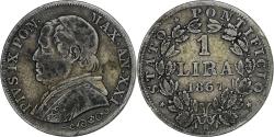 World Coins - ITALIAN STATES, PAPAL STATES, Pius IX, Lira, 1867, Rome, Silver,