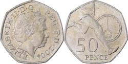 World Coins - Great Britain, Elizabeth II, 50 Pence, 2004, British Royal Mint, Copper-nickel