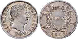 World Coins - France, Napoleon I, Quart, 1809, Paris, Silver, , Gadoury:350