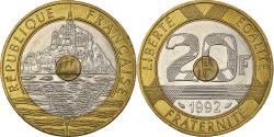 World Coins - Coin, France, Mont Saint Michel, 20 Francs, 1992, , Tri-Metallic