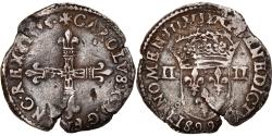 World Coins - Coin, France, Charles X, 1/4 d'écu à la croix de face, 1595, Dinan,
