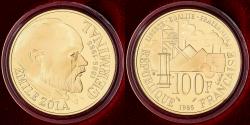 World Coins - France, 100 Francs, Émile Zola - Germinal, 1985, Paris, Gold,