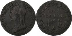 World Coins - France, 5 Centimes, Dupré, AN 8, Paris, Copper, , Gadoury:126a