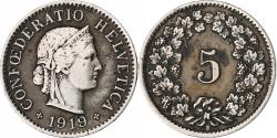 World Coins - Switzerland, 5 Rappen, Libertas, 1919, Bern, Copper-nickel, , KM:26