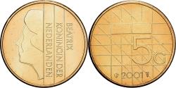 World Coins - Netherlands, Beatrix, 5 Gulden, 2001, Utrecht, Bronze Clad Nickel,