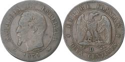 World Coins - France, Napoleon III, 2 Centimes, 1855, Lyon, ancre grand lion, Bronze