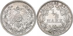 World Coins - GERMANY - EMPIRE, 1/2 Mark, 1916, Stuttgart, Silver, , KM:17