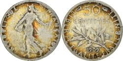 World Coins - Coin, France, Semeuse, 50 Centimes, 1909, Paris, , Silver, KM:854