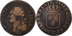 World Coins - France, Sol, 1791, Lyon, Copper,