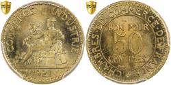 World Coins - France, 50 Centimes, Chambre de commerce, 1921, Paris, Aluminum-Bronze, PCGS