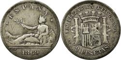 World Coins - Coin, Spain, Provisional Government, 2 Pesetas, 1869, Madrid, , Silver