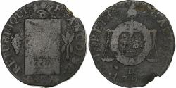 World Coins - France, Sol aux balances françoise, 1793 / AN II, Dijon, Métal de cloche