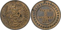 World Coins - Tunisia, French protectorate, 5 Centimes, 1891, Paris, Bronze, , KM:221