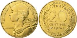 World Coins - France, 20 Centimes, Marianne, 1974, Paris, Aluminum-Bronze,