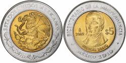 World Coins - Mexico, 5 Pesos, Bicentenaire de l'indépendance de Mexico, 2009, Mexico City