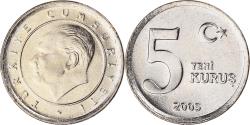 World Coins - Coin, Turkey, 5 New Kurus, 2005, Istanbul, , Copper-Nickel-Zinc, KM:1165