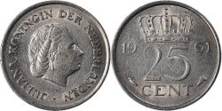 World Coins - Coin, Netherlands, 25 Cents, 1961