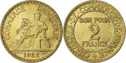 World Coins - France, 2 Francs, Chambre de commerce, 1922, Paris, Cupro-Aluminium,