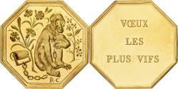 World Coins - France, Token, Amour et Mariage, Voeux, Gilt Bronze, Singe,