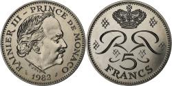 World Coins - Monaco, Rainier III, 5 Francs, 1982, MDP, série FDC, Copper-nickel,