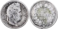 World Coins - France, Louis-Philippe I, 25 Centimes, 1845, Rouen, Silver,