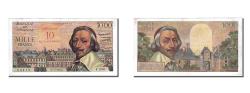 World Coins - Banknote, France, 10 Nouveaux Francs on 1000 Francs, 1955-1959 Overprinted with