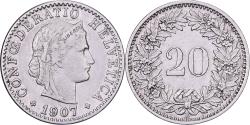 World Coins - Switzerland, 20 Rappen, 1907, Bern, Nickel, , KM:29
