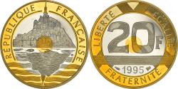 World Coins - Coin, France, Mont Saint Michel, 20 Francs, 1995, Paris, Proof / BE,