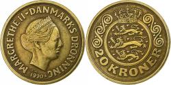 World Coins - Denmark, Margrethe II, 20 Kroner, 1990, Copenhagen, Aluminum-Bronze,