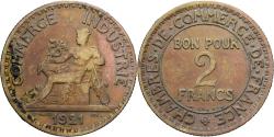World Coins - France, 2 Francs, Chambre de commerce, 1921, Paris, Cupro-Aluminium,