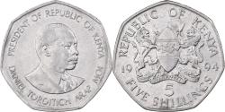 World Coins - Kenya, 5 Shillings, 1994, British Royal Mint, Nickel plated steel,
