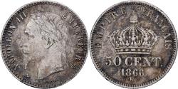 World Coins - France, Napoleon III, 50 Centimes, Napoléon III, 1866, Bordeaux, Silver