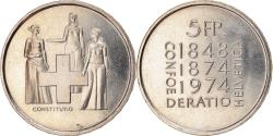 World Coins - Coin, Switzerland, Révision de la Constitution, 5 Francs, 1974,