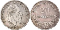 World Coins - Coin, Italy, Vittorio Emanuele II, 20 Centesimi, 1863, Milan, , Silver