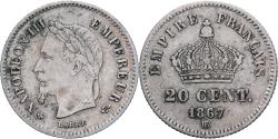 World Coins - Coin, France, Napoleon III, 20 Centimes, 1867, Strasbourg, , Silver