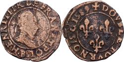 World Coins - France, Henri III, Double Tournois, 1589, Rouen, Copper, , Gadoury:455