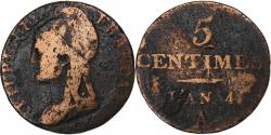 World Coins - France, 5 Centimes, Dupré, AN 4, Paris, Petit module, Bronze,