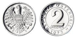 World Coins - Coin, Austria, 2 Groschen, 1973, FDC, , Aluminum, KM:2876