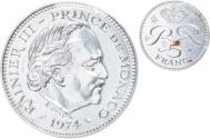 World Coins - Coin, Monaco, 5 Francs, 1974, ESSAI, , Silver, KM:E61, Gadoury:MC 153