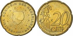 World Coins - Netherlands, Beatrix, 20 Euro Cent, 2001, Utrecht, Brass, , KM:238