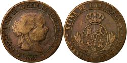World Coins - Coin, Spain, Isabel II, 5 Centimos, 1867, Madrid, , Copper, KM:635.1