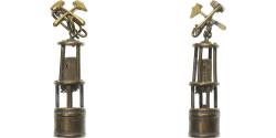 World Coins - France, Broche, Lampe de Mineur Miniature, Brass,