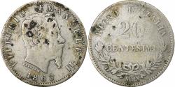 World Coins - Italy, Vittorio Emanuele II, 20 Centesimi, 1863, Milan, Silver,