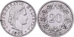 World Coins - Switzerland, 20 Rappen, 1902, Bern, Nickel, , KM:29