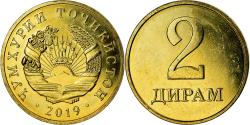 World Coins - Coin, Tajikistan, 2 Dirams, 2019, St. Petersburg, , Brass plated steel