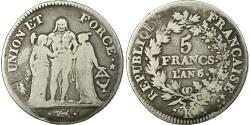 World Coins - Coin, France, Union et Force, 5 Francs, AN 6/5/4, Bordeaux, Rare,