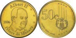 World Coins - Monaco, Token, Albert II, 50 C, Essai Trial, 2006, Brass,