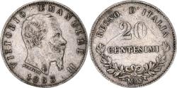 World Coins - Coin, Italy, Vittorio Emanuele II, 20 Centesimi, 1863, Milan, , Silver