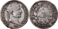 World Coins - Coin, France, Napoléon I, Franc, 1809, Toulouse, Extremely rare,